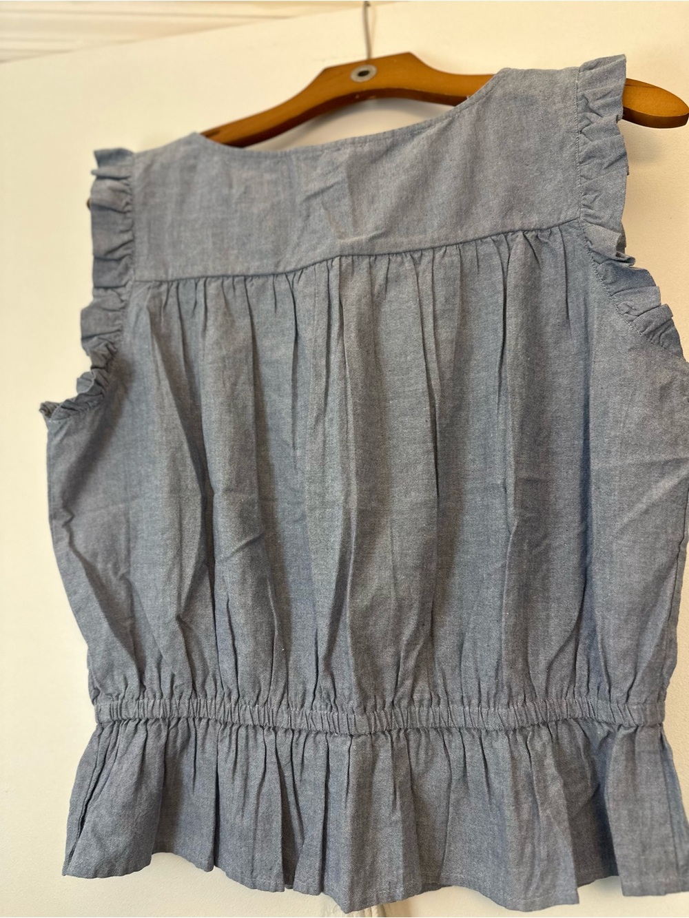 Simply Southern Light Chambray Button-Front Ruffle Tank - Picture 4 of 4